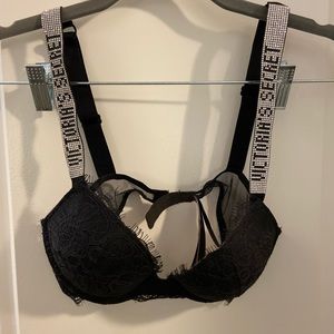 VS Very Sexy 32B Black Embellished Bra Diamond